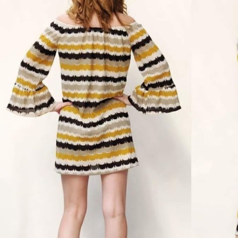 Striped Metallic Off Shoulder Dress - Picture 11 of 15